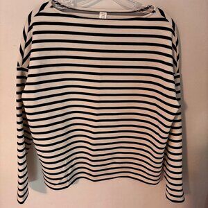 EUC Spanx Air Essentials Boat Neck Very Black Stripe Top